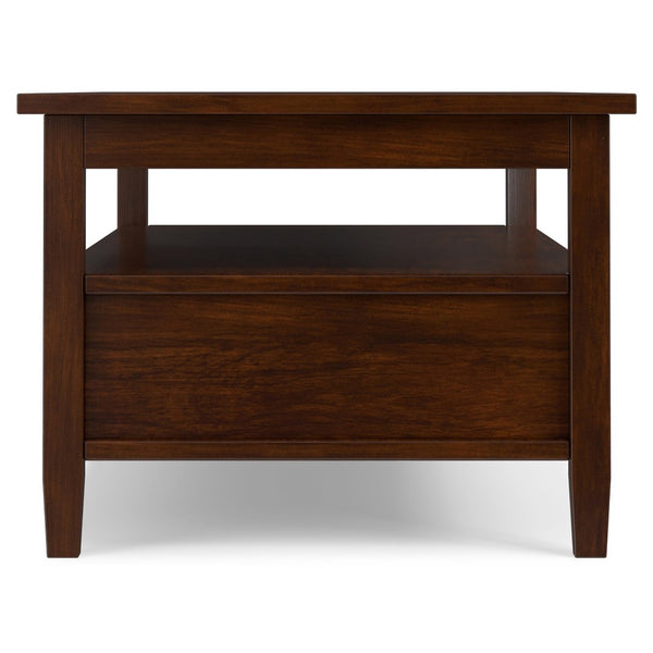 English Elm Warm Shaker Solid Wood Coffee Table with Two Drawers Russet Brown Transitional B136P429085