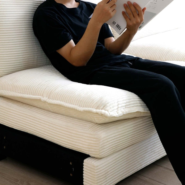 English Elm Warm Retro-Inspired Sofa Set - Plush 3-Seater And 2 Single Sofas In Soft Beige Corduroy Fabric W714S00679-GIGA