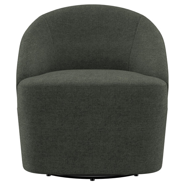 English Elm Denali Hunter Green Upholstered Swivel Chair — Rounded Barrel Back, Sloping Arms, Cozy Modern Accent Seat B062P353266