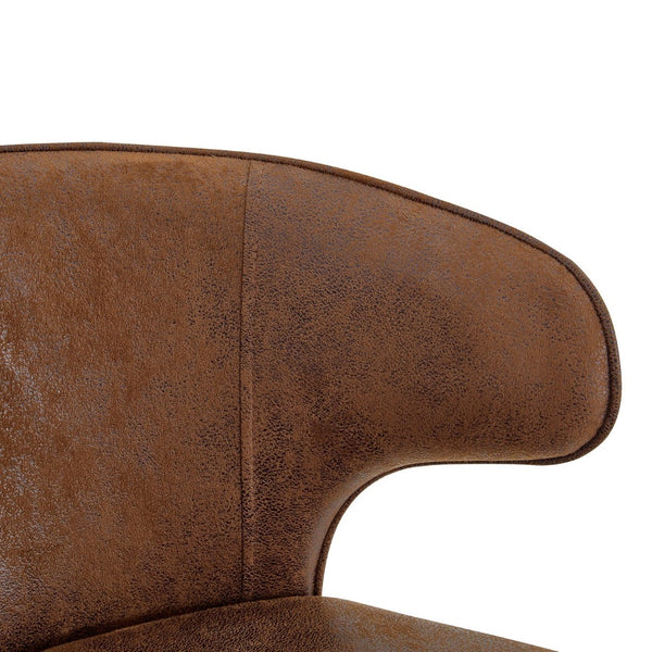 English Elm Modern Oil Wax Upholstered Swivel Barstool Set with Lumbar Support and Chrome Base W2920S00133