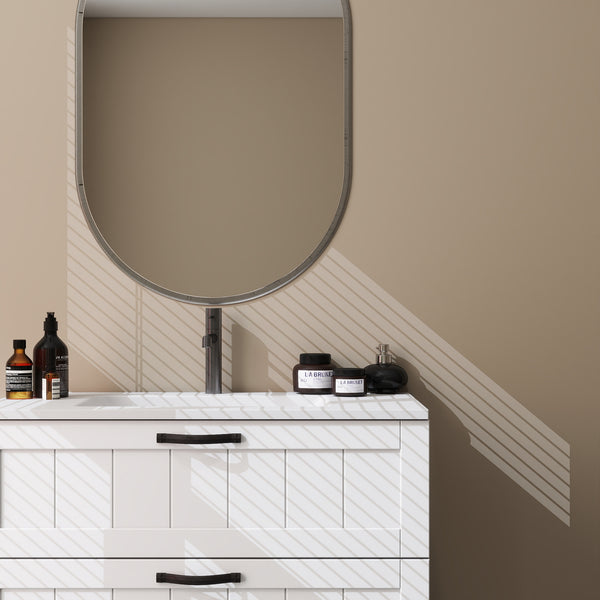 English Elm 31.5" Wall-Mounted Bathroom Vanity with Sink Combo, Large Soft-Close Drawers, Modern Decor Lines White W3151S00010
