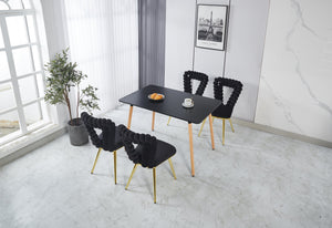 English Elm Modern upholstered dining chairs (set of 2) Gold & Black fabric, powder-coated steel legs, comfy backrest, rust-proof elegance W234P188003