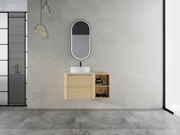 English Elm 36'' Wall-Mounted Bathroom Vanity With Stylish Ceramic Sink, Soft-Close Door, And Smart Storage Solutions W999S00467