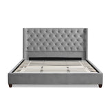 English Elm Manhattan Shelter King Platform Bed Frame, Opal Grey Velvet