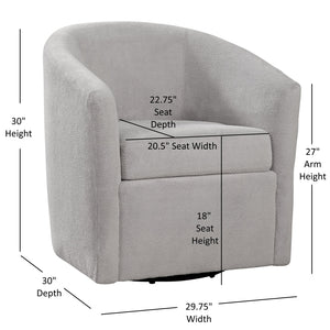 English Elm Oaklynn Barrel Swivel Accent Chair in Durable Performance Fabric — Stain-Resistant, 360° Comfort LIGHT GREY B050P281010