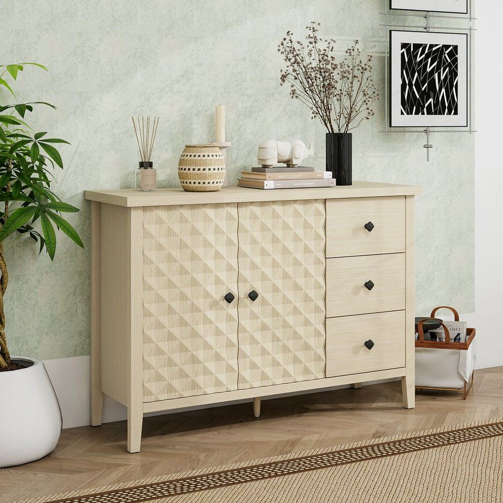 English Elm Modern 2 Door 3 Drawer Storage Cabinet with Adjustable Shelves, Metal Slides, Hinges & Anti-Tip Safety் W688P223053