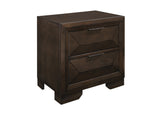 Contemporary 2-Drawer Nightstand, Warm Espresso Finish, Raised Panel Front