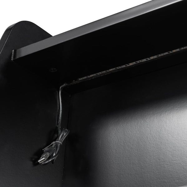 English Elm Twin LED Platform Bed with Trundle and Under-Storage Drawers, Flip-Up Headboard, USB Ports Espresso N820S10008D