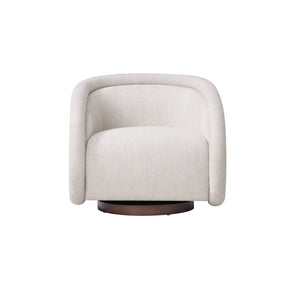 English Elm Sabbo Bouclé Swivel Accent Chair Walnut Wood Base Cozy Reading Nook Seating Beige,Walnut N767P388923B