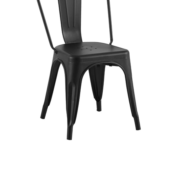 English Elm Set Of 4 Matte Black Stackable Metal Dining Chairs - Durable, Easy-Clean, Modern Design For Any Space B347P383386-GIGA
