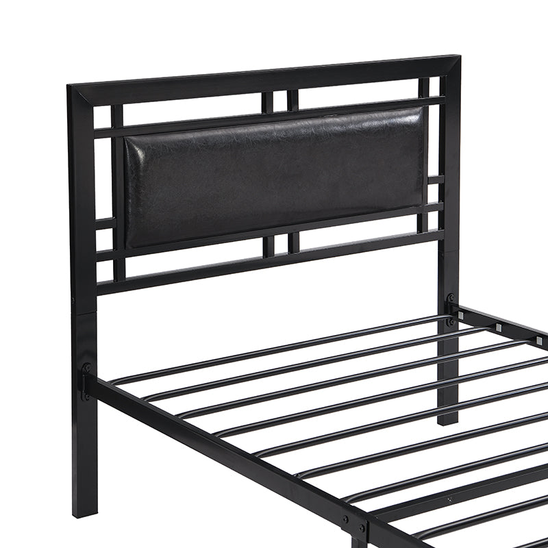 English Elm Twin Sturdy Metal Bed Frame for Twin Mattress — Quiet, Tool-Included Assembly, No Box Spring Needed, 300LB Capacity Black 43.7 L x 24 W x 3.35 H W2297P347753
