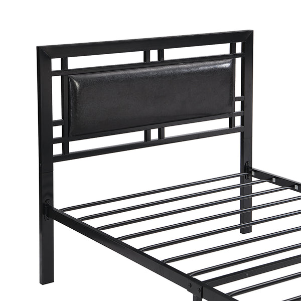 English Elm Twin Sturdy Metal Bed Frame for Twin Mattress — Quiet, Tool-Included Assembly, No Box Spring Needed, 300LB Capacity Black 43.7 L x 24 W x 3.35 H W2297P347753