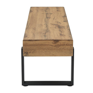 English Elm Upholstered Bench with Thick 5.5" MDF Top, Heavy-Duty Metal Legs, 550LB Capacity, Versatile Seating Natural Wood Wash N752P374152N