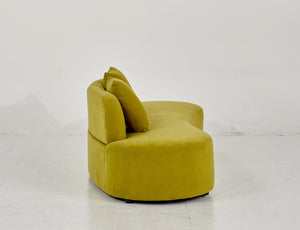 English Elm 90" Curved Sofa with Velvet Upholstery, Ergonomic Half-Moon 4-Seater with High-Density Foam Comfort Olive Green B2735P320309