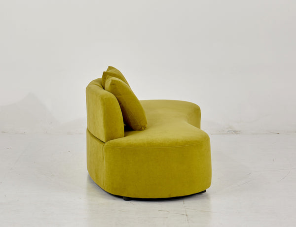 English Elm 90" Curved Sofa with Velvet Upholstery, Ergonomic Half-Moon 4-Seater with High-Density Foam Comfort Olive Green B2735P320309