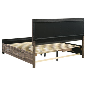 English Elm Oatfield Rustic Washed Taupe Eastern King Storage Bed with Horizontal Panels & 4 Underbed Drawers B062S00949