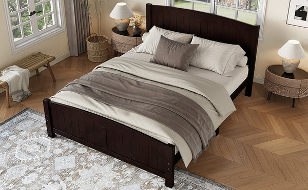 English Elm Queen Solid Wood Platform Bed Frame with Strong Support Slats, No Box Spring Needed, Modern White Finish Espresso W1580P374313