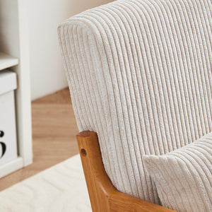 English Elm Mid-Century Upholstered Accent Chair with Pillow, Ergonomic Solid Wood Frame for Living Room W2989P241862
