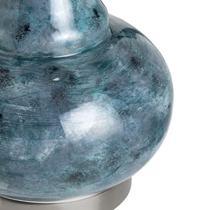 Crestview Collection Transitional Table Lamp - Elegant Genie Bottle Design In Teal & Gray With White Linen Shade   Cvabs2289