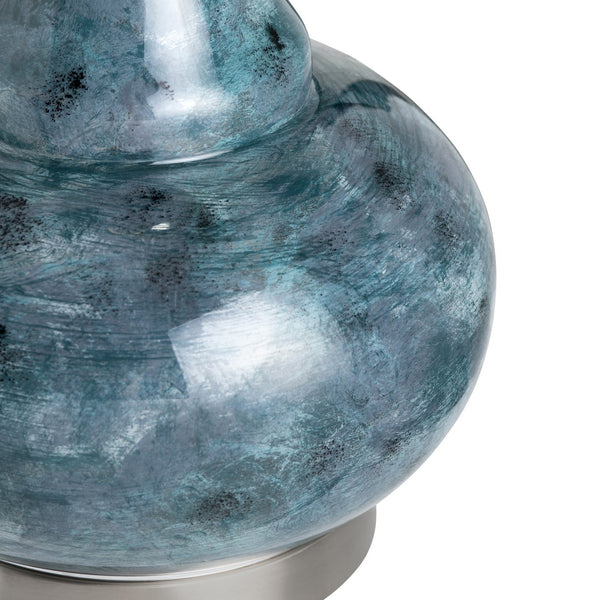 Crestview Collection Transitional Table Lamp - Elegant Genie Bottle Design In Teal & Gray With White Linen Shade   Cvabs2289