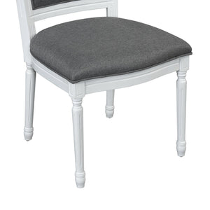 English Elm TOPMAX Rustic 7-Piece Solid Wood Extendable Dining Set with 18" Removable Leaf, 6 Upholstered Chairs, 2 Drawers Dark Gray,White SP000078AAE