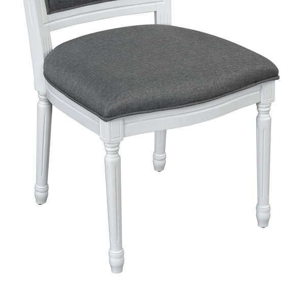 English Elm TOPMAX Rustic 7-Piece Solid Wood Extendable Dining Set with 18" Removable Leaf, 6 Upholstered Chairs, 2 Drawers Dark Gray,White SP000078AAE