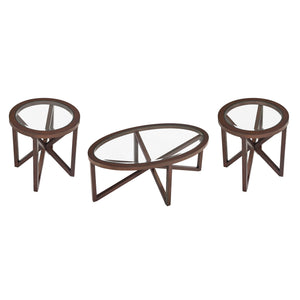 English Elm Modern Round Glass Coffee Table With Solid Wood Base - Stylish Minimalist Design For Living Rooms W487P317847