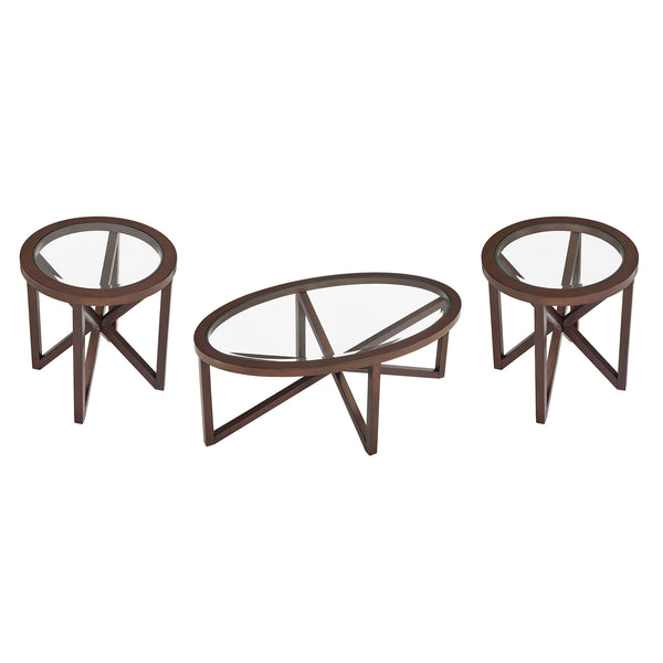 English Elm Modern Round Glass Coffee Table With Solid Wood Base - Stylish Minimalist Design For Living Rooms W487P317847