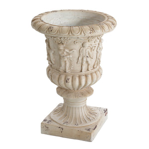 English Elm Christopher Knight Home® - MGO Hand-Painted Garden Urn 27" H in Antique White Finish with Drainage Hole for Healthy Plants Ancient White N772P301515W