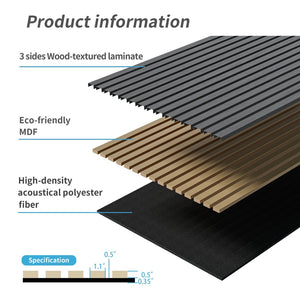 English Elm Wood Slat Acoustic Wall Panels 3d Fluted Mdf Set of Four for Studio or Living Room W347P375712