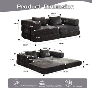 English Elm Compression Convertible Floor Sofa Bed - Flexible Modular Chenille Loveseat For Small Spaces, No Assembly! W3723P345650
