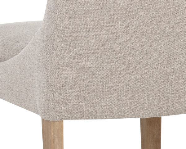 Sunpan Rosine Dining Chair Set of 2 - Elegant Effie Flax Fabric with Light Brown Solid Birch Wood Legs