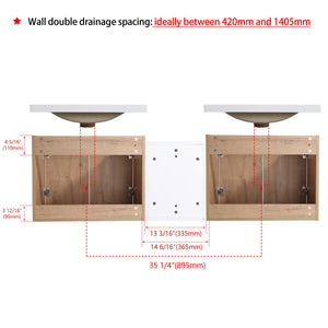English Elm 60" Wall-Mounted Bathroom Vanity Set With Soft Close Doors, Resin Sinks & Organized Side Cabinets W999S00231