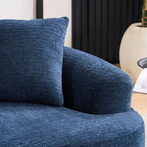 English Elm LY-025S Curved Loveseat Compact 65" Space-Saving Chenille Upholstery, 30D Foam+Spring Comfort Blue W2231P261298