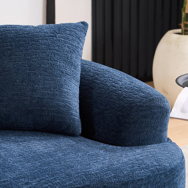 English Elm LY-025S Curved Loveseat Compact 65" Space-Saving Chenille Upholstery, 30D Foam+Spring Comfort Blue W2231P261298