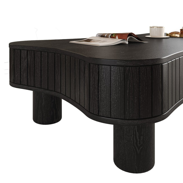 English Elm Lift Top Coffee Table with Fluted Panels Hidden Storage and Hydraulic Rise for Living Rooms W1445P317474