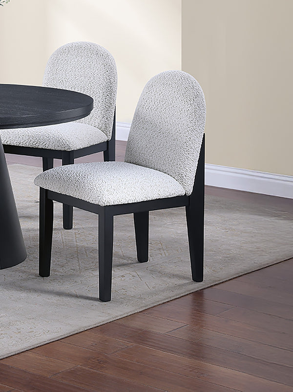 English Elm White Fabric Dining Chair Set of 2 – Cozy Upholstered Seat & Back, Arched Cutout, Sleek Frame Appeal Black,White 22 L x 41 W x 16 H B011P334828