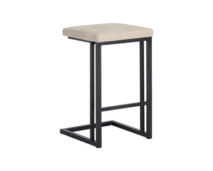 Sunpan Boone Modern Industrial Backless Stool Set of 2 - Durable Cantilever Design for Home or Bar Use Black / Bravo Cream