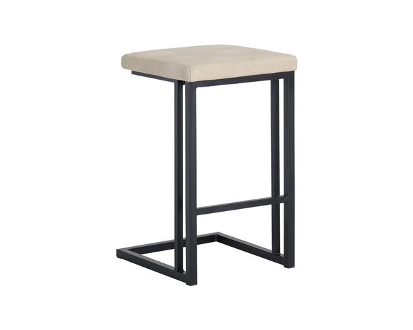 Sunpan Boone Modern Industrial Backless Stool Set of 2 - Durable Cantilever Design for Home or Bar Use Black / Bravo Cream