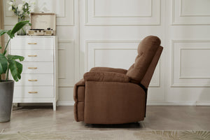 English Elm Manual Recliner Chair with Overstuffed Pillow Arms, Breathable Microfiber, Sleek Contemporary Comfort Brown B205P327484