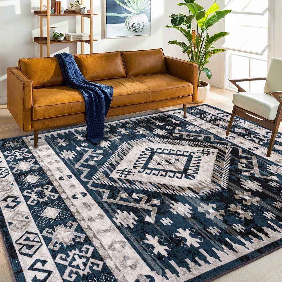 English Elm Area Rug 8X10 Vintage Bohemian Persian Geometry - Non-Slip, Washable, Stylish For Any Room! W2907P265133