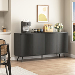 English Elm Sideboard Walnut Credenza with Hexagonal Doors and Adjustable Shelves for Dining Areas W409P327405
