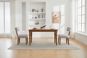 English Elm 064-Set Linen Fabric Modern Armless Dining Chairs with Curved Back & Solid Light Brown Legs for Stylish Comfort Gray W527P292115