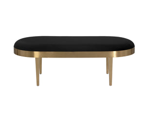 Sunpan Jolie Bench - Chic Oval Velvet Seat with Brushed Gold Frame for Stylish Home & Contract Spaces