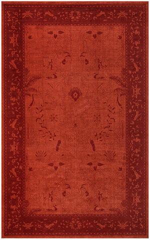 Unique Loom La Jolla Floral Machine Made Floral Rug Rust Red, Rust Red 10' 6" x 16' 5"