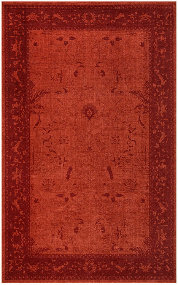 Unique Loom La Jolla Floral Machine Made Floral Rug Rust Red, Rust Red 10' 6" x 16' 5"