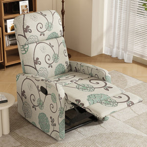English Elm Christopher Knight Home® - Modern Recliner Plush Manual Recliner Chair with Ergonomic Support, 3-Position Backrest, Durable Fabric Comfort Beige+Blue N763P256491C
