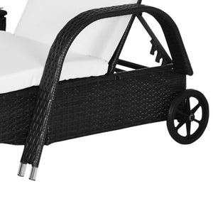 English Elm 3 Piece Outdoor Pe Rattan Chaise Lounge Set with Adjustable Recline and Side Table T3971S00091