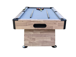 English Elm 7 Foot Billiards Table with Green Velvet Cloth Black Finish and Full Accessory Kit W1936P254217