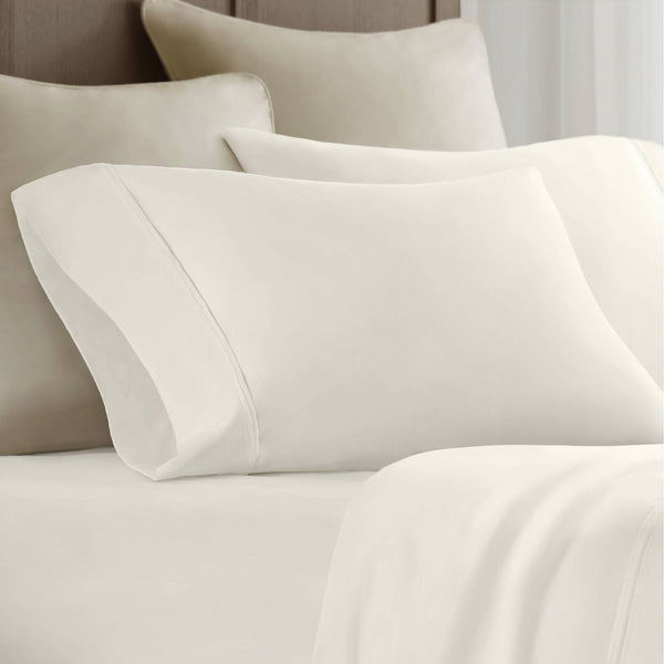 English Elm 4 Pieces Queen Sateen Sheet Set - Luxurious Ivory Egyptian Cotton For Ultimate Comfort & Elegance B035P381316